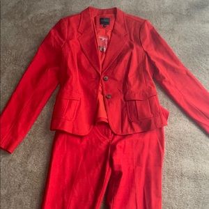 Red pants suit